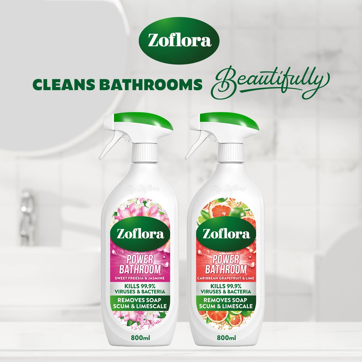Zoflora Power Bathroom Cleaner Trigger Sweet Freesia & Jasmine 800ml