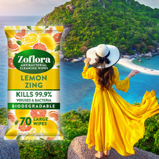 Zoflora Lemon Zing Multi-Surface Anti-Bacterial Cleaning Wipes 70s