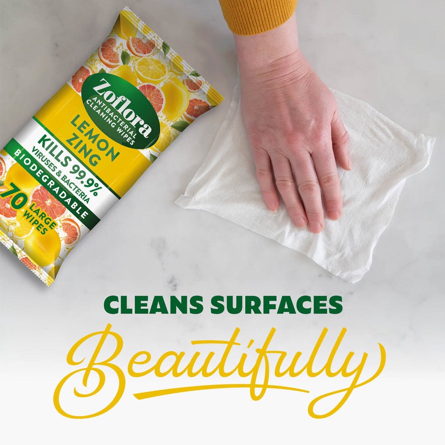 Zoflora Lemon Zing Multi-Surface Anti-Bacterial Cleaning Wipes 70s