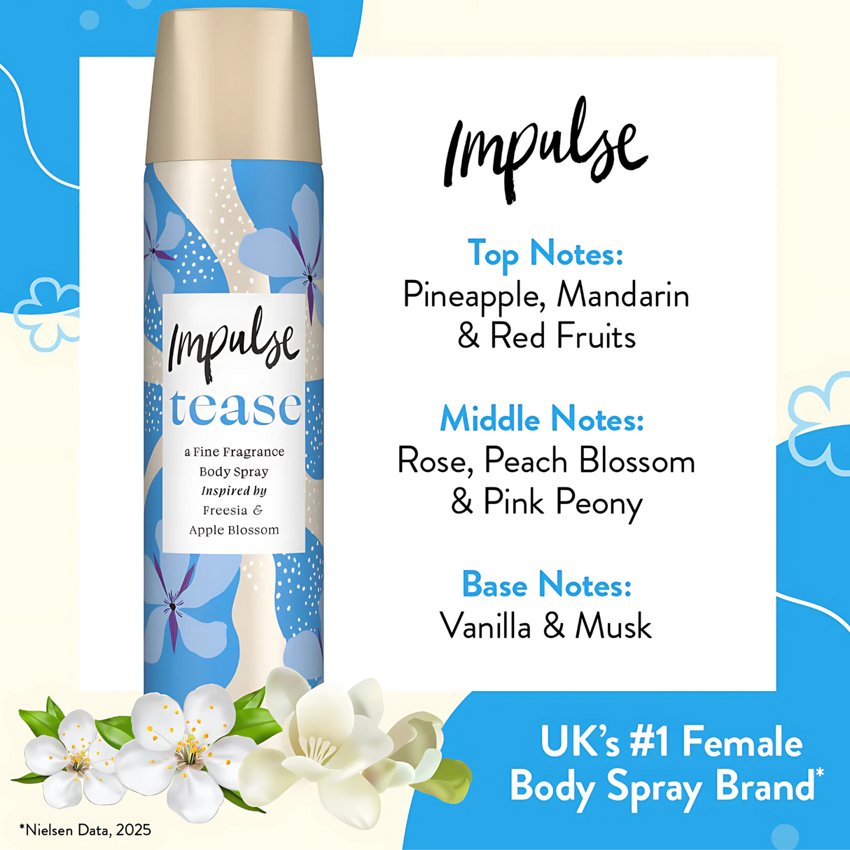 Impulse Tease Body Spray 75ml | Pack of 6