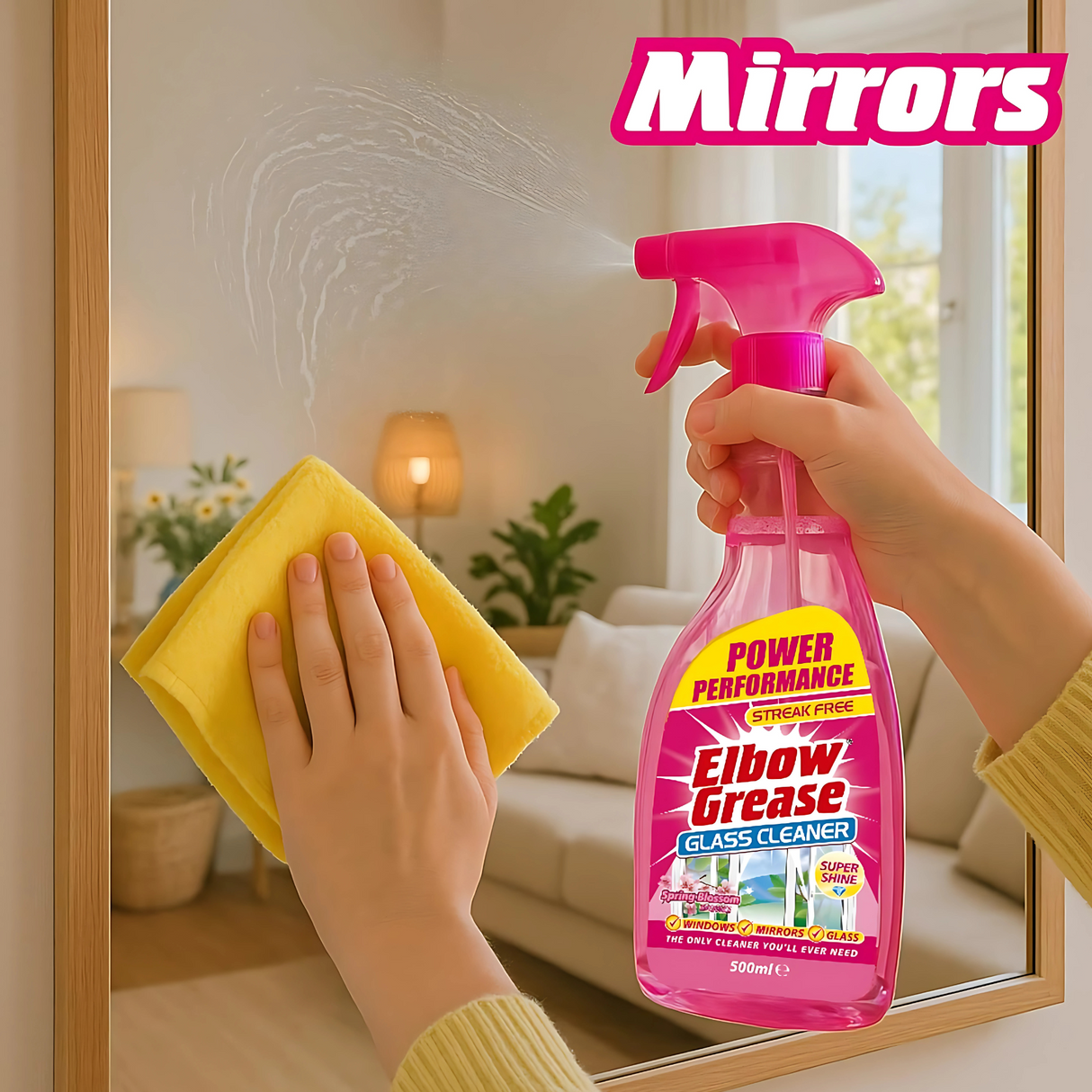 Elbow Grease Pink Glass Cleaner Spring Blossom 500ml | Pack of 8