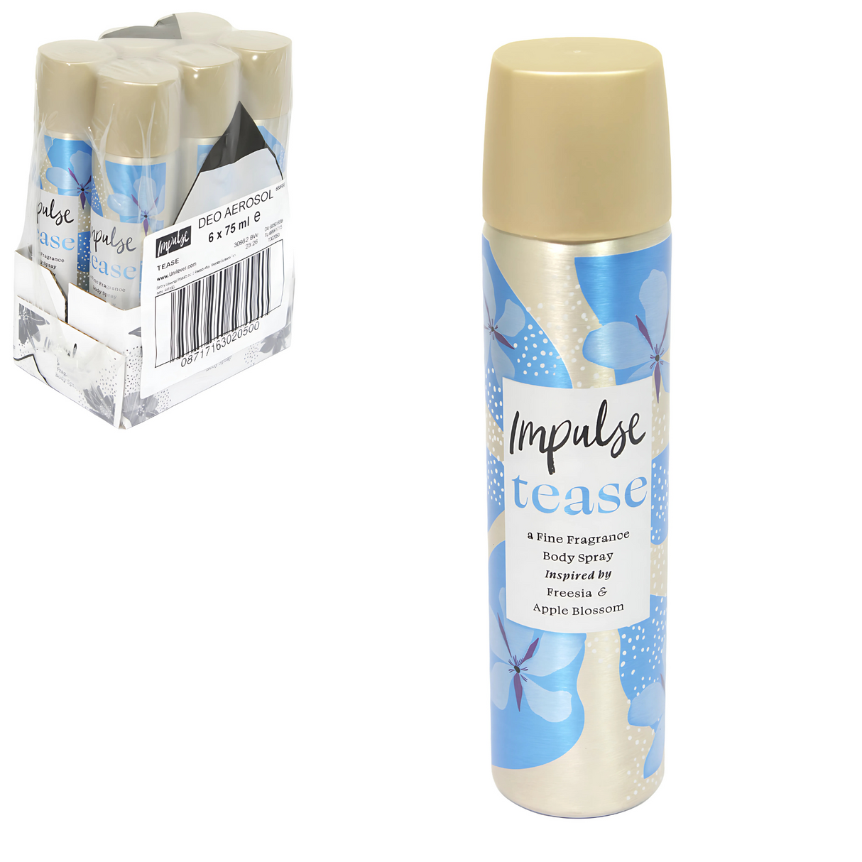 Impulse Tease Body Spray 75ml | Pack of 6