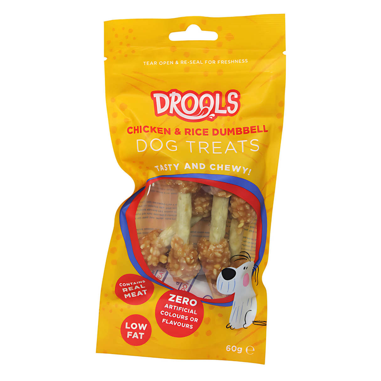 Drools Chicken & Rice Dumbbell Dog Treats 60g (DR8586)