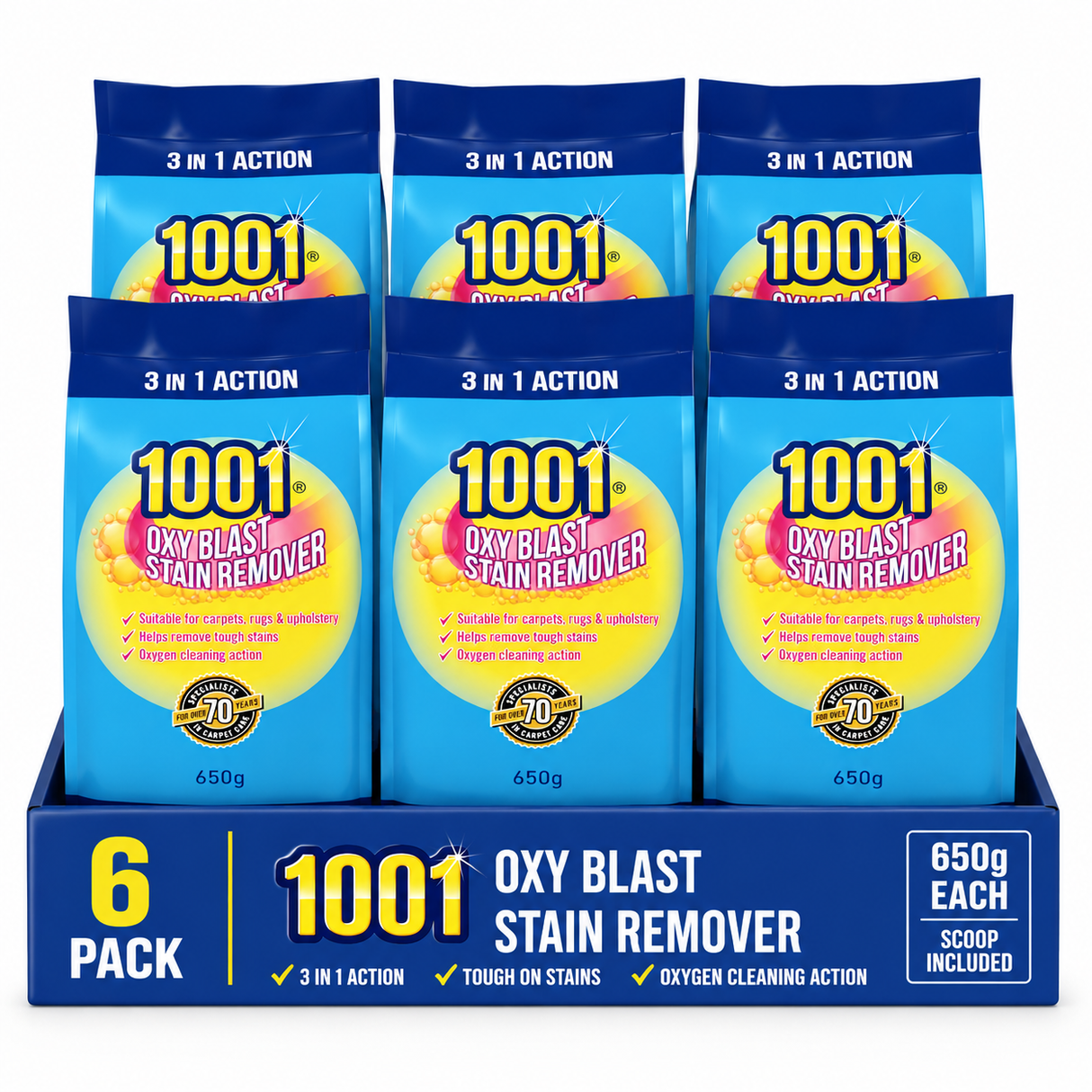 1001 Oxy Blast Stain Remover Powder 650g | Pack of 6