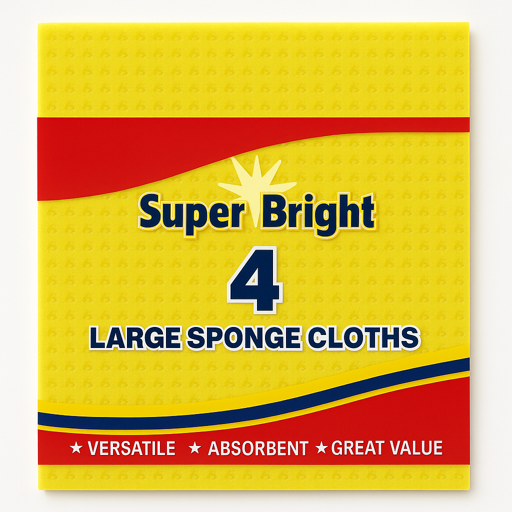Super Bright Sponge Cloths Pack of 4