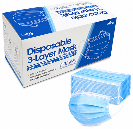 3 Ply Face Masks - Pack of 50