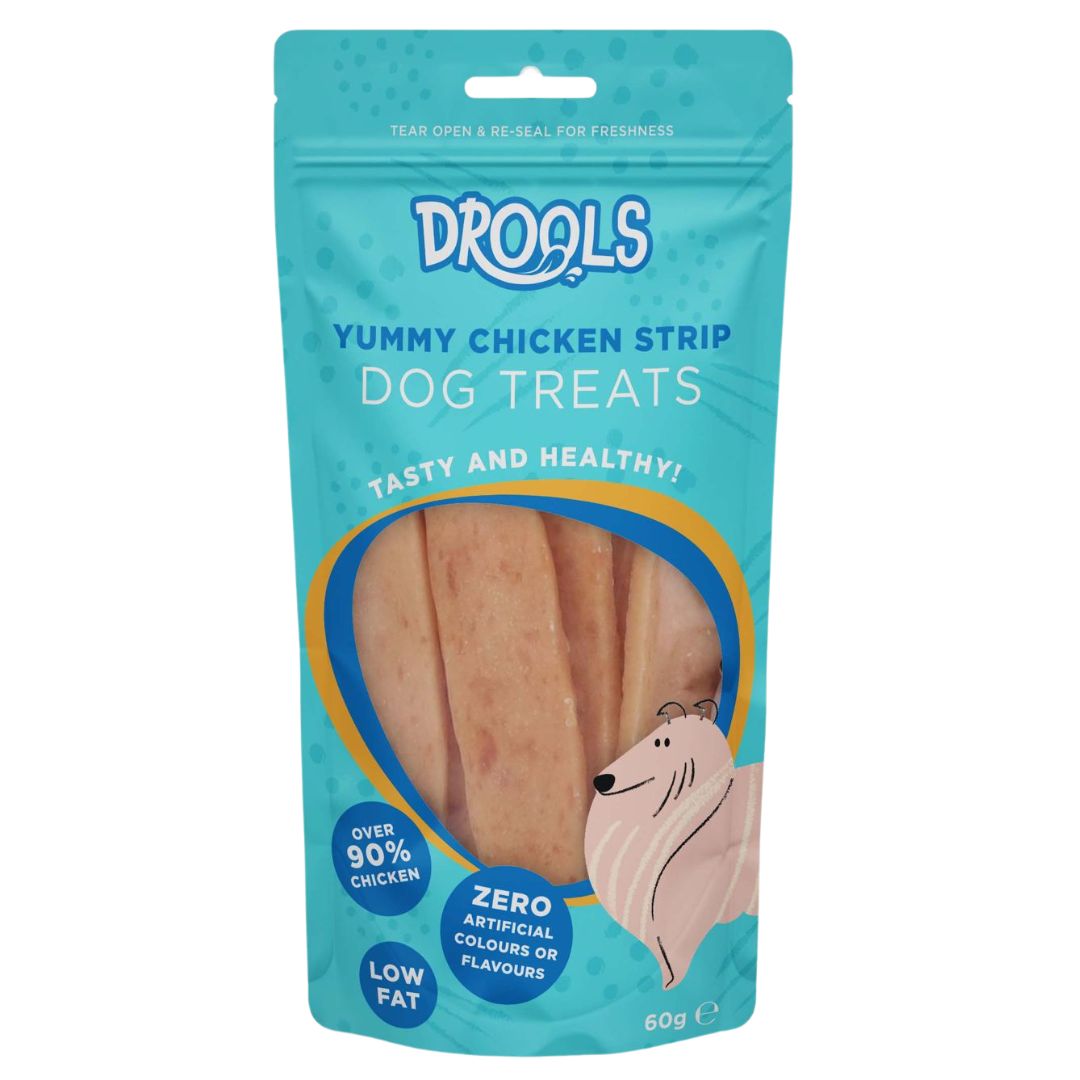 Drools Yummy Chicken Strip Dog Treats 60g (DR8582)