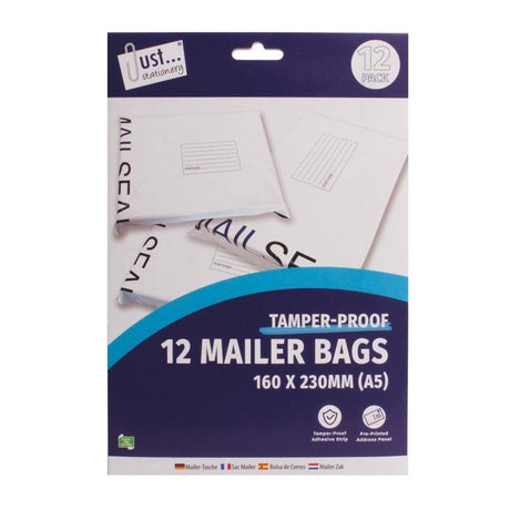 A5 Sized Small White Mailer Bags | 160 x 230mm - Pack of 12