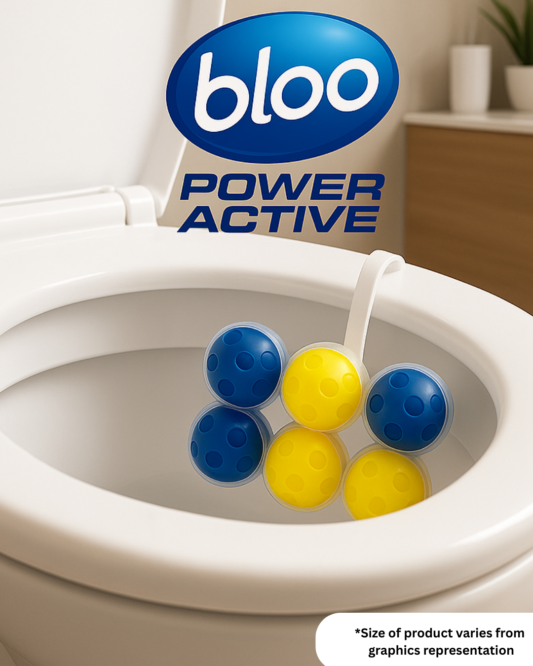 Pack of 6 Bloo Power Active Lemon Twin Toilet Rim Block (2 x 50g)