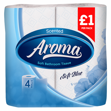 Aroma Scented Soft Blue 2ply Toilet Rolls - Pack of 4 Rolls