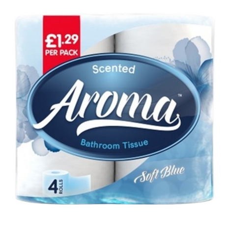 Aroma Scented Soft Blue 2ply Toilet Rolls - Pack of 4 Rolls