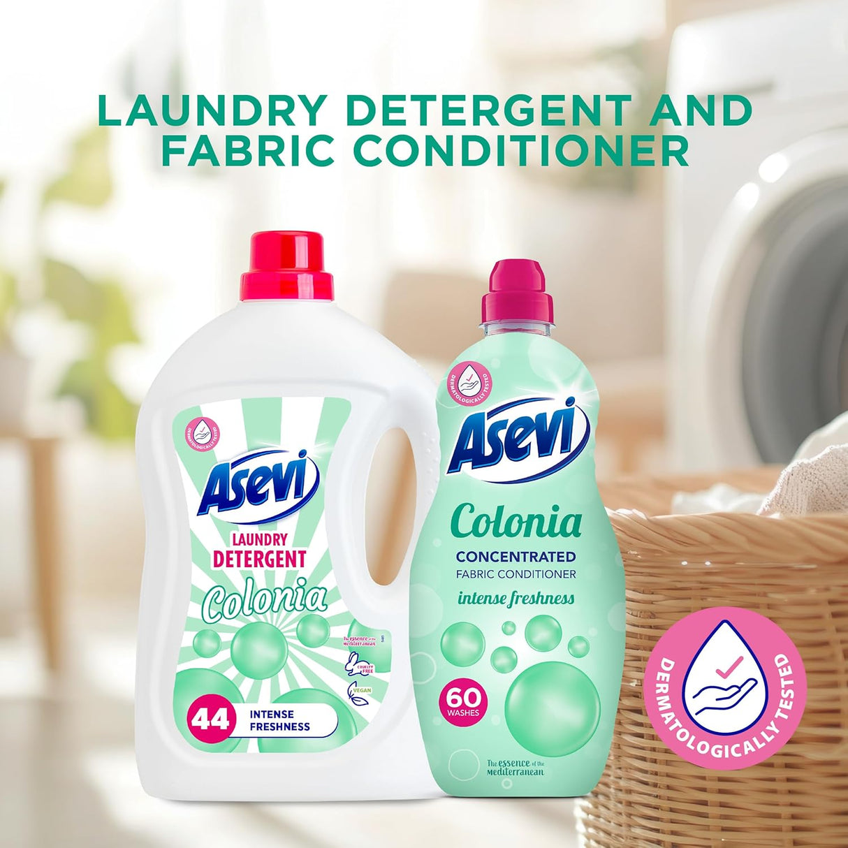 Asevi Colonia Laundry Detergent 2376ml (44 Washes) | Pack of 5