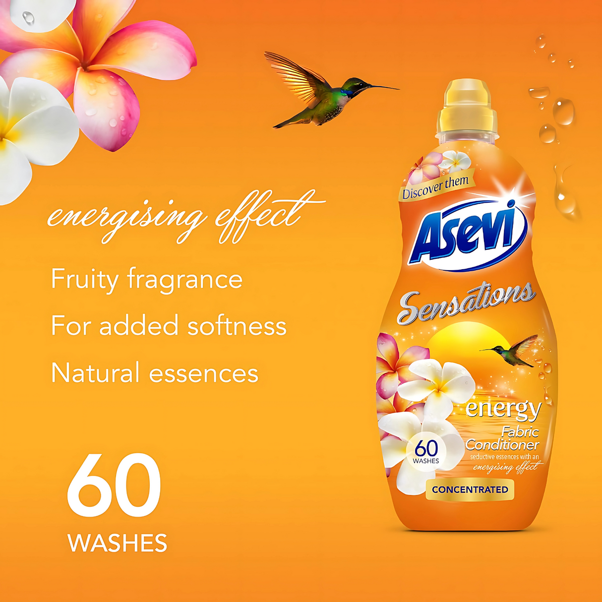 Asevi Sensations Energy Fabric Conditioner 1380ml (60 Washes)