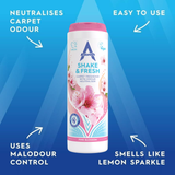 Astonish Shake & Fresh Carpet Freshener Pink Blossom 350g