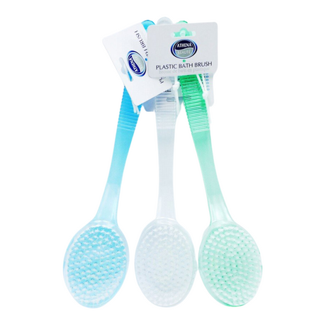 Athena Plastic Bath Brush with Long Handle (Single)
