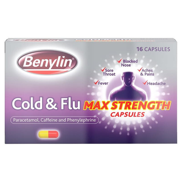 Benylin Cold & Flu Max Strength Capsules 16s