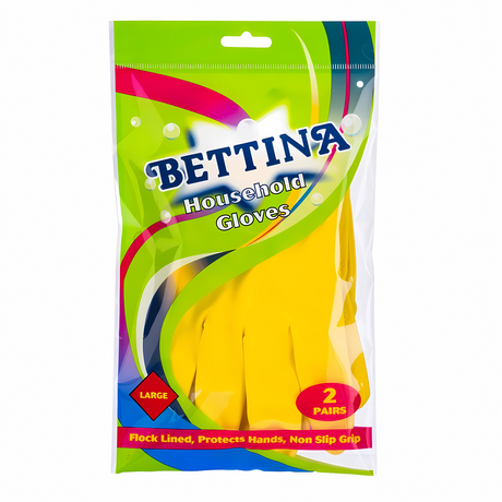 Bettina Household Yellow Gloves Large - 2 Pairs