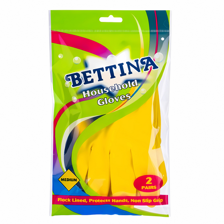 Bettina Household Yellow Gloves Medium - 2 Pairs