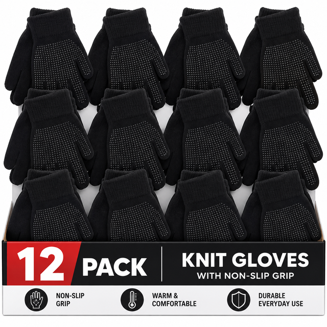Black Stretch Magic Gloves with Gripper GLM-80 | Pack of 12