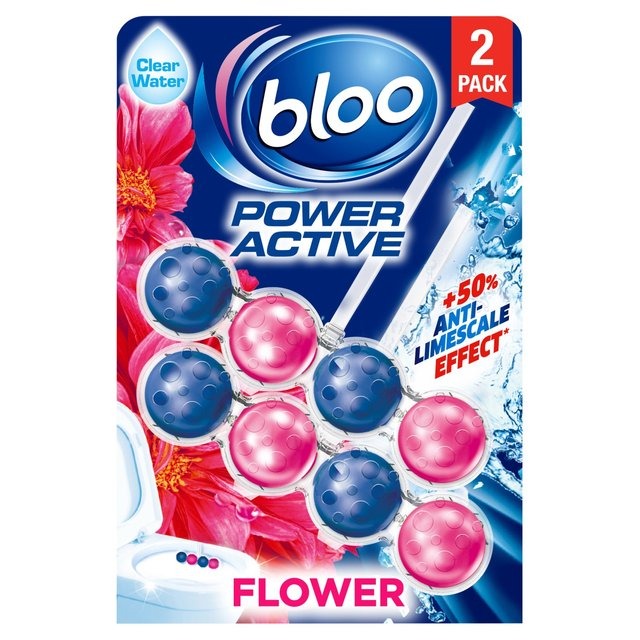 Bloo Power Active Flowers Twin Toilet Rim Block (2 x 50g)