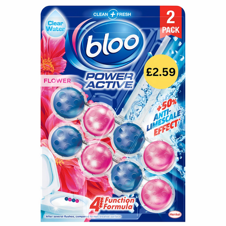 Bloo Power Active Flowers Twin Toilet Rim Block (2 x 50g)