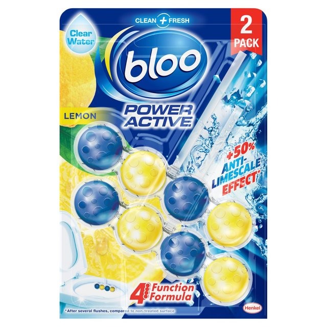 Bloo Power Active Lemon Twin Toilet Rim Block (2 x 50g)