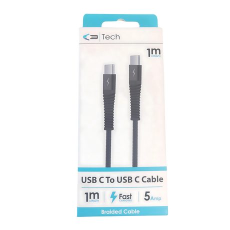 C3 High-Speed Data Sync & Charge Type C to Type C - 1M Braided Cable (09465)