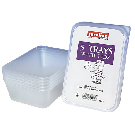 Caroline Plastic Tubs & Lids 650ml | Pack of 5 (2002)