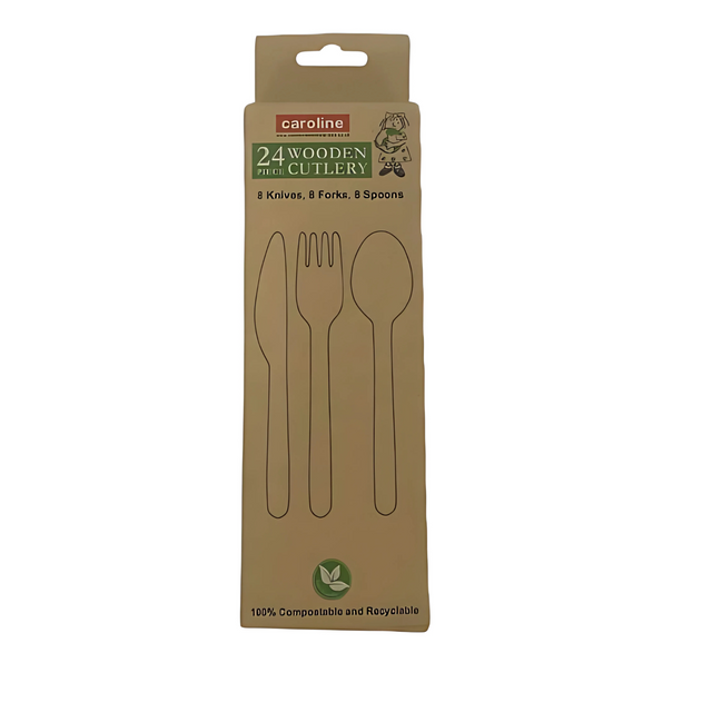 Caroline Wooden Cutlery Assorted | Pack of 24 (1544)