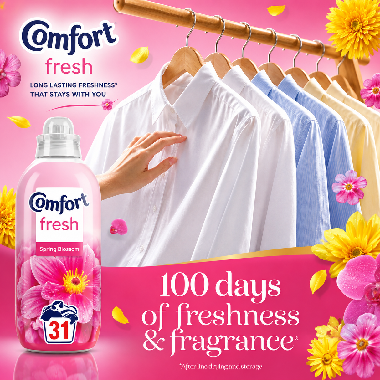 Comfort Fabric Conditioner Spring Blossom 930ml 33 Washes | Pack of 8