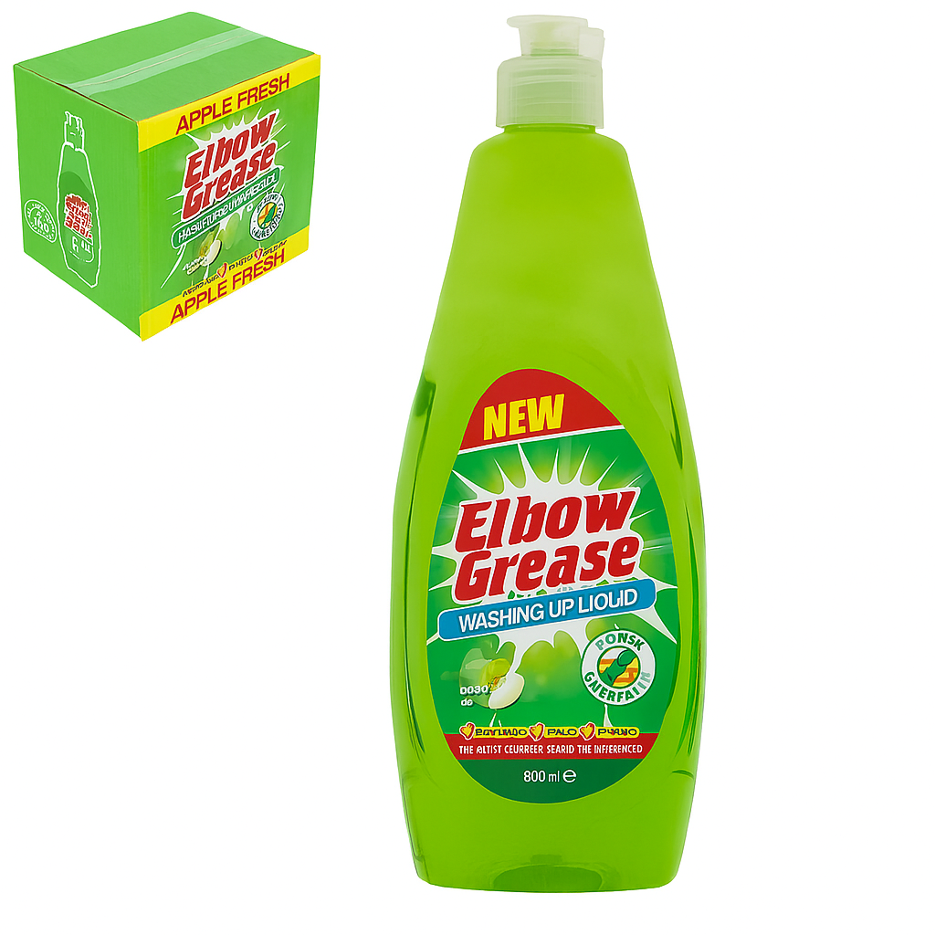 Elbow Grease Washing Up Liquid Apple Fresh 600ml | Pack of 12