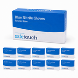 Case of 10 Boxes - Safetouch Blue Nitrile Gloves Powder-Free, Medical Grade | Large