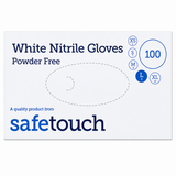 Safetouch White Nitrile Gloves Powder-Free, Medical Grade | Large (Box of 100)