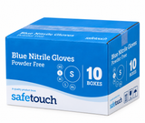 Case of 10 Boxes | Safetouch Blue Nitrile Gloves Powder-Free, Medical Grade | Small