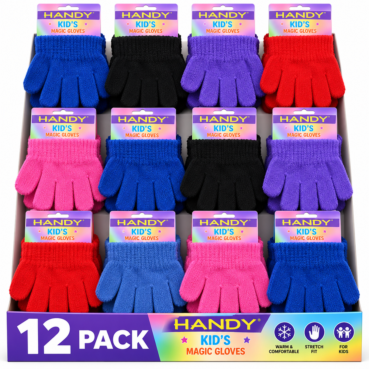 Handy Kids Assorted Colours Magic Gloves GLM-101  | Pack of 12