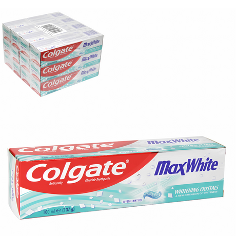 Colgate Max White Whitening Crystals Toothpaste 100ml | Pack of 12