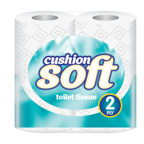 Cushion Soft White 2ply Embossed Toilet Rolls - Pack of 4 Rolls