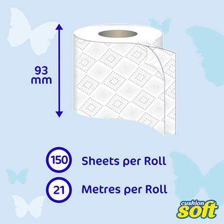 Cushion Soft White 2ply Embossed Toilet Rolls - Pack of 4 Rolls