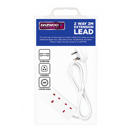 Daewoo 2 Ways Extension Lead – 2 Metre Cable
