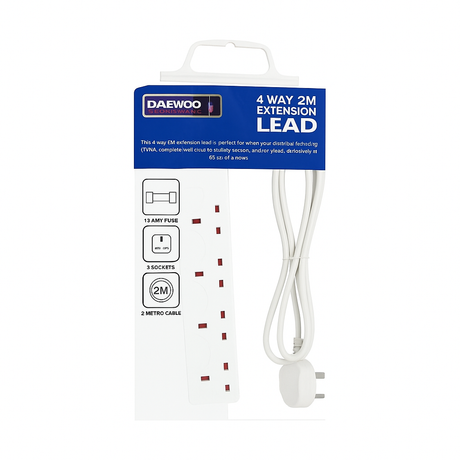 Daewoo 4 Ways Extension Lead – 2 Metre Cable