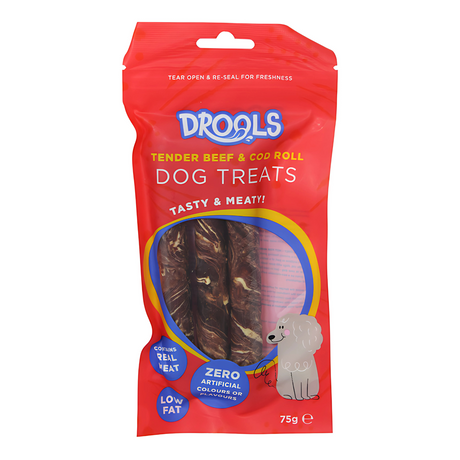 Drools  Beef & Cod Roll Dog Treats 60g (DR8588)