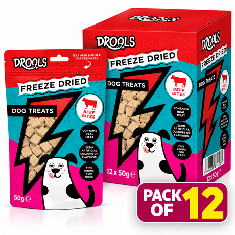 Drools Freeze Dried Beef Bites Dog Treats 50g (DR9495)| Pack of 12