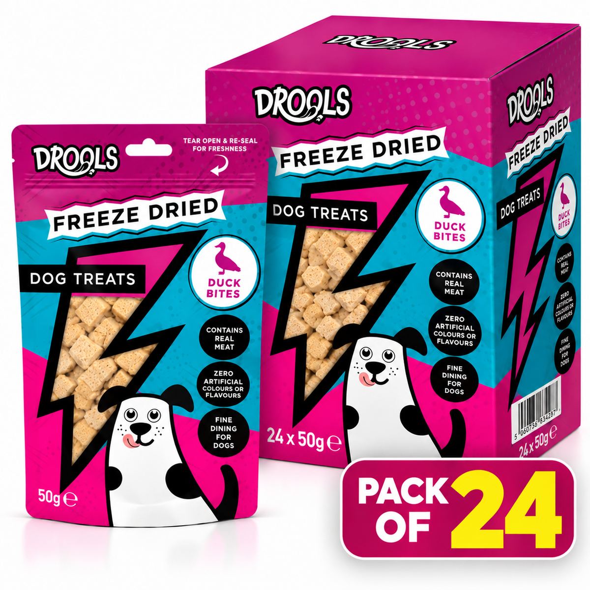 Drools Freeze Dried Duck Bites Dog Treats 50g (DR9494)| 24 Pack