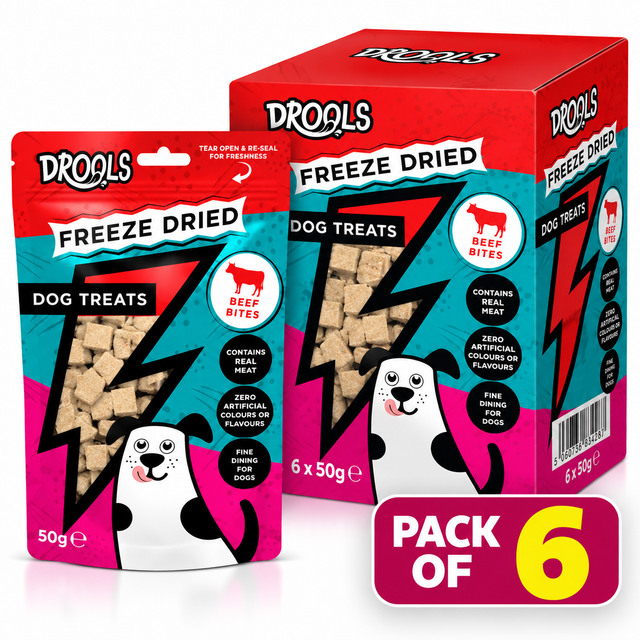 Drools Freeze Dried Beef Bites Dog Treats 50g (DR9495)| Pack of 6