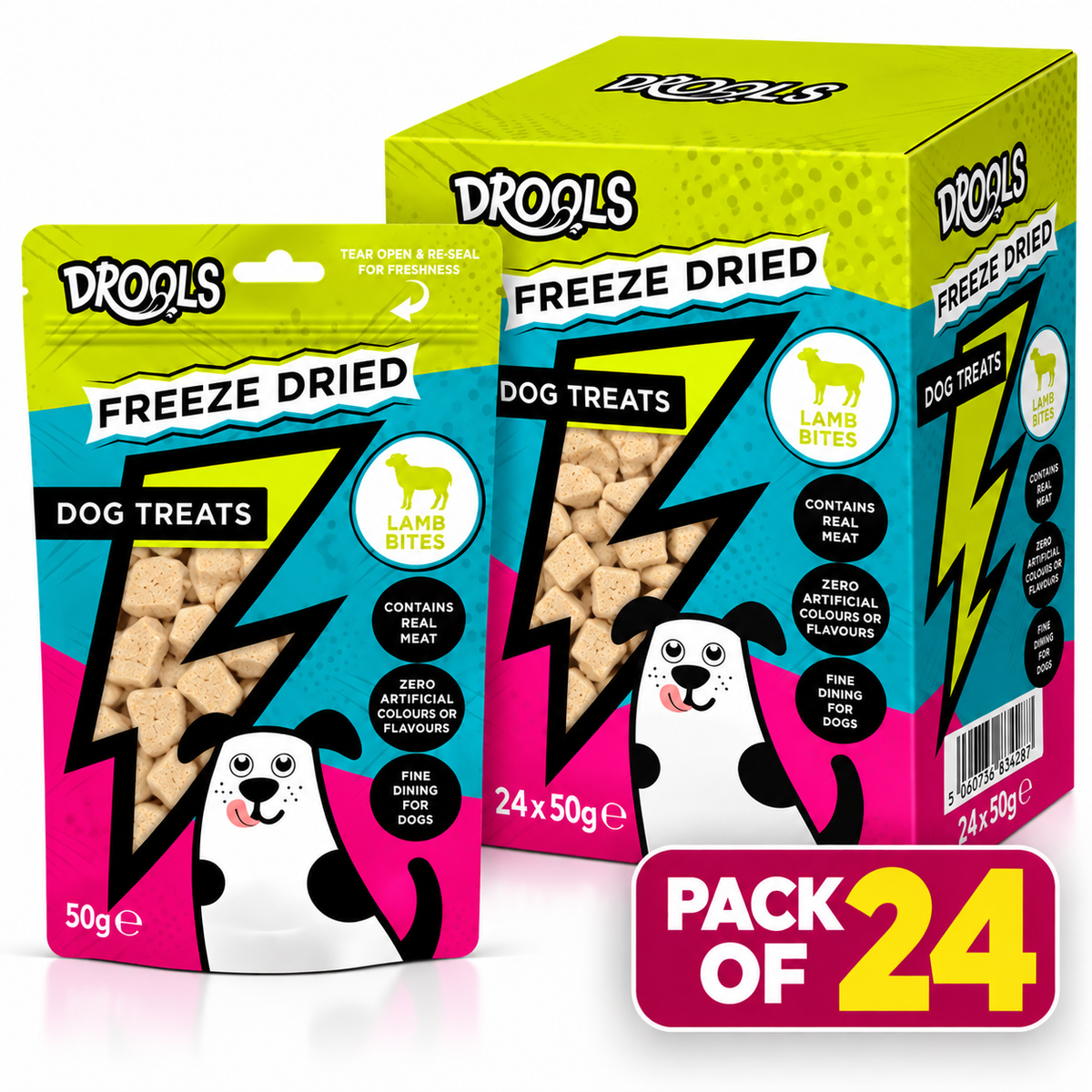 Drools Freeze Dried Lamb Bites Dog Treats 50g (DR9496)| 24 Pack
