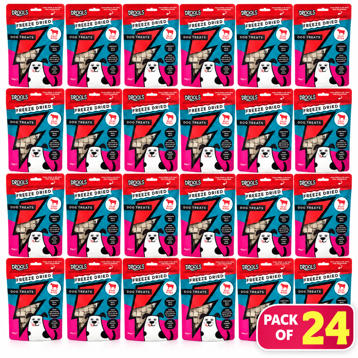 Drools Freeze Dried Beef Bites Dog Treats 50g (DR9495)| Pack of 24