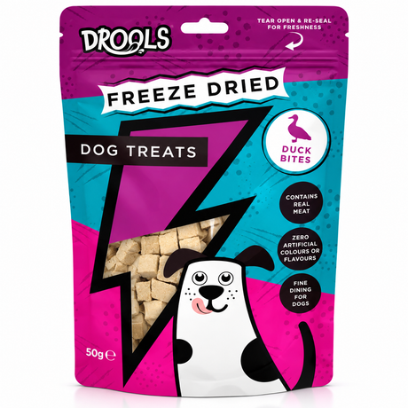 Drools Freeze Dried Duck Bites Dog Treats 50g - 100% Real Duck (DR9494)