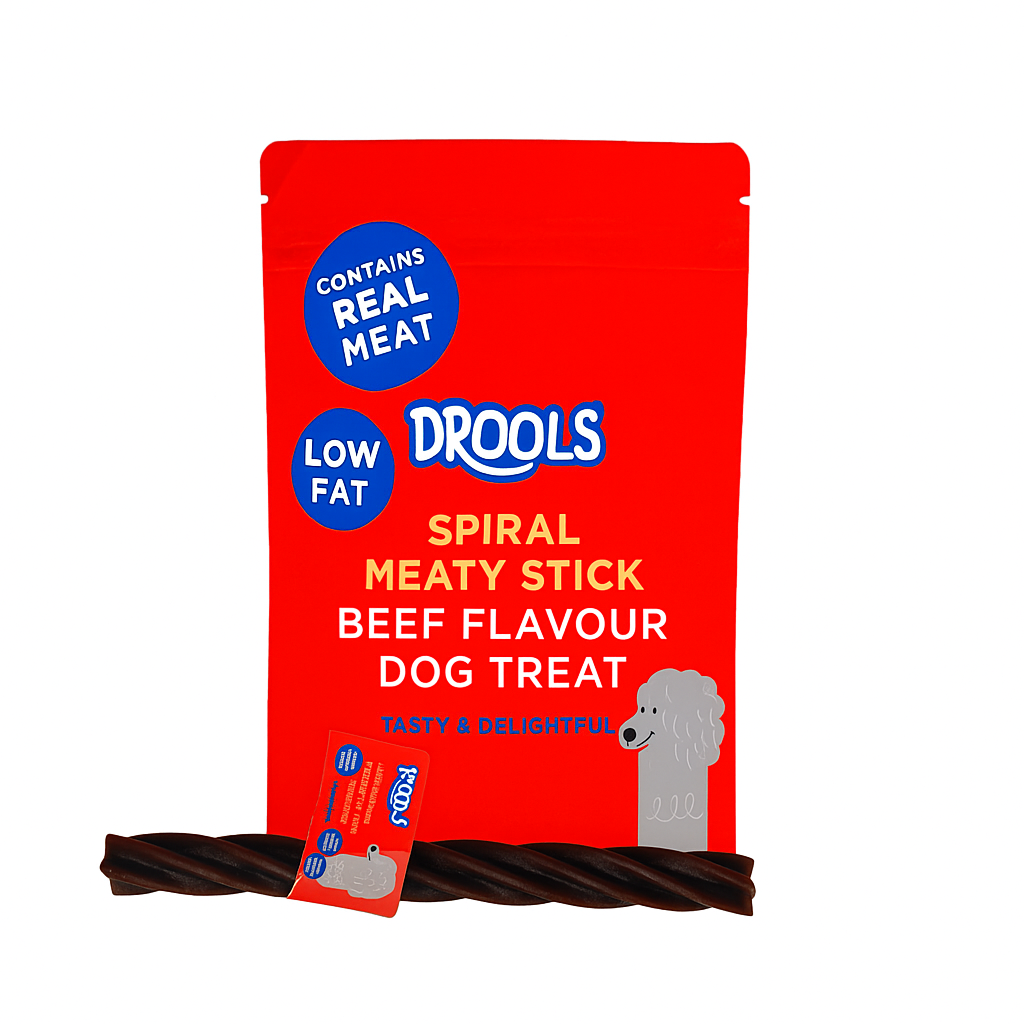 Drools Spiral Meaty Stick Beef Flavour Dog Treat 90g (DR9233)