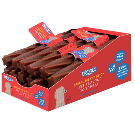 Drools Spiral Meaty Stick Beef Flavour Dog Treat 90g (DR9233)