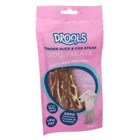 Drools Tender Duck & Cod Steak Dog Treats 60g (DR8587)